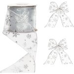 Ruban en organza de 6, 3 cm de largeur, ruban transparent en forme de flocon de neige avec bobine pour ...