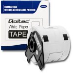 Ruban qoltec pour imprimante brother dk - 11202 62 mm x 100 mm 300 �tiquettes impression blanc / noir ...