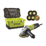 Ryobi meuleuse d'angle 800w 125mm - 1 disque diamant - 5 disques  barber - toolbox rag800 - 125ta6