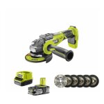 Pack ryobi meuleuse d'angle brushless 18v one + r18ag7 - 0 - 1 batterie 2. 5ah - 1 chargeur rapide - ...