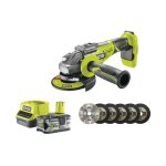 Pack ryobi meuleuse d'angle brushless 18v one + r18ag7 - 0 - 1 batterie 18v 5. 0ah - 1 chargeur rapide ...