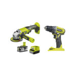 Ryobi - pack perceuse visseuse 18v one plus - r18dd2 - 0 - meuleuse d'angle 18v one + - r18ag - 140s ...