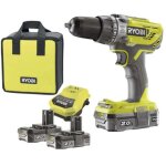 Ryobi - perceuse - visseuse � percussion 2 vitesses 18v oneplus - batteries lithiumplus 2x 2, 0 ah r18pd3 ...