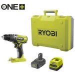 Ryobi perceuse - visseuse  percussion sans fil 18 v one + r18pd2 - 120b, 1x 2, 0 ah + chargeur en coffret ...