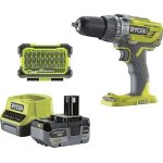 Ryobi - perceuse - visseuse a percussion sans fil 18 v - avec sac, accessoires, batterie et chargeur Ryobi - perceuse - visseuse a percussion sans fil 18 v - avec sac, accessoires, batterie et chargeur