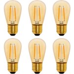 S14 ampoule led � filament vintage e27, 1w amber edison remplacement 10w incandescence, non dimmable, ...