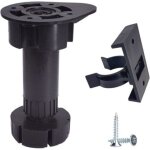 Sabir 16 pieds de meubles en plastique noir r�glables en hauteur avec clips, pieds de meubles de cuisine, ...