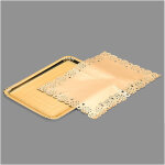 Sac avec 1 plateau rectangulaire en tissu dor� 25x34cm