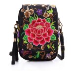 Sac  bandoulire brod pour tlphone portable et pices de monnaie pour femme