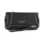 Sac � bandouli�re en cuir wings bag, sac � main avec cha�ne, sac � bandouli�re tendance - noir