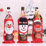 Sac de bouteille de vin de style no�l, avec motif imprim� p�re no�l / bonhomme de neige / �lan, couverture ...