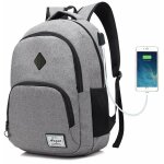 Sac  dos pour ordinateur portable, sac d'cole simple, lger et tanche avec port de chargement usb, ...