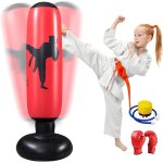 Sac de frappe gonflable pour enfant - 160 cm - sur pied - avec pompe � air et gants de boxe - pour karat�, ...