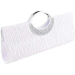 Sac � main pour femme, pochette en satin clout� strass, pliss�, cha�ne d'�paule, sac � main de soir�e ...