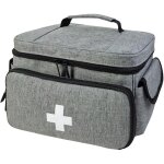 Sac m�dical vide, trousse premier secours, grand organiseur m�dicaments, compartiments, noir / gris