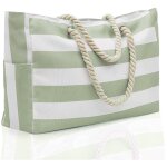 Sac de plage impermable  rayures avec fermeture clair et poche anti - humidit, grand sac de plage ...
