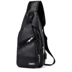 Sac de poitrine homme en cuir, �tanche sac sacoche bandouli�re homme pu cuir r�tro avec usb ports, sac ...