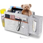 Sac de rangement de chevet (gris clair), pochettes gris fonc�, organiseur � suspendre pour tablettes, ...