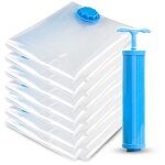 Sac rangement sous vide aspirateur, lot de 6 sac sous vide vetement avec 1 pompe manuelle et , rutilisable ...