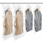 Sacs sous vide suspendus telly, 4 paquets (2 courts 70105cm, 2 longs 70145cm), pompe manu, housses sous ...