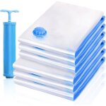 Sacs sous vide vetement aspirateur, lot de 6 housses de rangement sous vide avec pompe manuelle, sac ...
