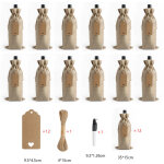 Sac  vin en toile de jute 12 pices avec cordon de serrage (couleur de chanvre d'origine)