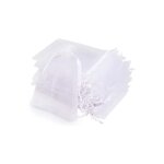 Sachets organza, 120 sachets pochettes transparent, 10x15cm cadeau en organza blanc avec ruban pour les ...