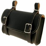 Sacoche de selle v�lo noir avec boucle de fermeture simili cuir ville vtc vintage