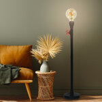 Lampadaire sur pied moderne robin 120cm mtal noir et rouge compatible led
