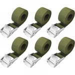 Cyslmuk - sangles d'arrimage de 1. 5 m - lot de 6 sangles � cliquet courtes, vert arm�e, avec boucle ...