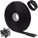 Sangles / attaches de c�ble r�utilisables r�glables noires de 5m avec 25 boucles et sangle de fixation ...