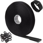Sangles de c�ble r�glables de 5m x 2. 5cm avec 25 boucles, attaches de c�ble r�utilisables noires, sangle ...