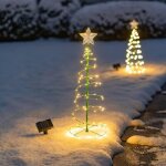 Sapin de noel artificiel solaire, decoration exterieur, lumiere exterieur jardin, guirlande lumineuse, ...