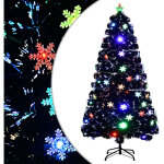 Sapin de no�l et flocons de neige led noir 120 cm fibre optique vidaxl