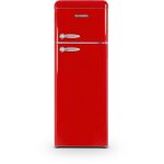 Schneider ? r�frig�rateur 2 portes vintage 206l rouge 150cm 42db ? espace cong�lation 4 �toiles ? pi�ce ...
