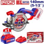 Scie circulaire sans fil emtop 20v lithium - ion moteur brushless avec 1 batterie 4, 0 ah et 1 chargeur ...