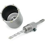 Scie cloche beton, marbre, brique, pierre, maonnerie - scie trpan carbure avec adaptateur et foret ...