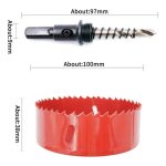 Scie cloche et trpan, scie - cloche bi - mtal hss avec tige pour bois et mtal - 100mm