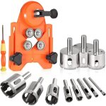 Scie cloche diamant�e pour carrelage avec 11 forets rev�tus de diamant + 1 guide de scie cloche avec ...