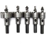 Scie � cloche fraise tr�pan m�tal hss acier cobalt. coffret 5 forets: 16 + 18, 5 + 20 + 25 + 30 mm hss ...