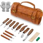 Sculpture bois kit, 15 in 1 pack outils deluxe contiennent des couteaux � tailler, gouge a bois, gants, ...