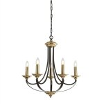 Searchlight - lustre belfry 5l 5 branches m�tal bronze fonce et marron e14 5x60w diam 58cm