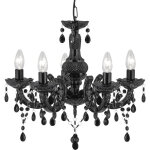 Searchlight - marie therese - 5lt lustre avec gouttes et pampilles, acrylique et verre noir e14 5x60w ...