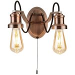 Searchlight oliva - applique murale d'int�rieur � 2 ampoules, noir, cuivre, e27