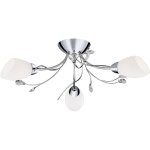Searchlight - plafonnier gardenia 3l affleurant style florale acier chrom� et diffuseur verre blanc, ...