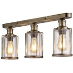 Searchlight - plafonnier pipes 3 lumi�res e27 maxi 3x60w laiton antique avec verre gouttelette
