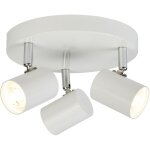 Searchlight - plafonnier rollo 3l rond avec 3 spots cylindre mtal blanc led 12w 1058 lumens 3000k dimmable ...