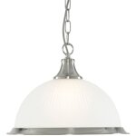 Searchlight - suspension american diner m�tal argent satin�, verre depoli e27 max 60w diam 34 x haut ...