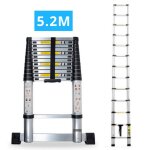 Secury - t - echelle t�lescopique aluminium 13 marches h 5, 2 m avec barre stabilisatrice