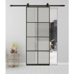 Secury - t - rail porte coulissante - 2m - porte en bois, verre, aluminium - noir